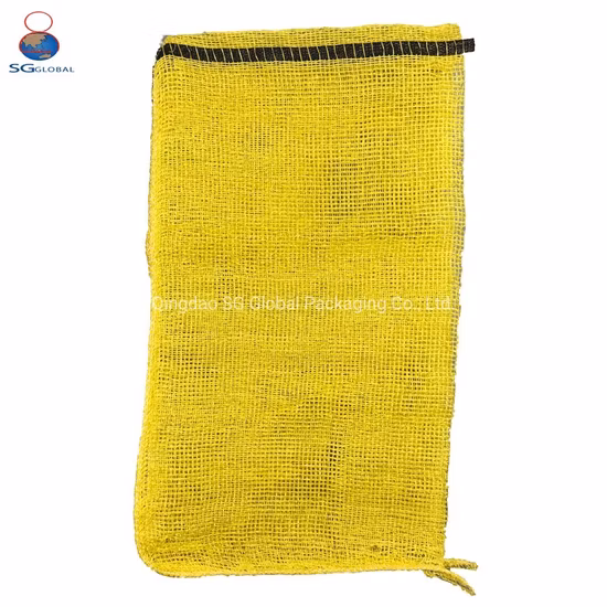 GRS SGS CE Embalagem de fábrica 25kg 50kg Cebola Batata Tomate Repolho Legumes Frutas Laranja Lenha Marisco Alho Plástico Com Cordão Vazio PP Leno Net Mesh Bag